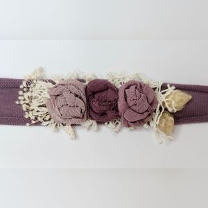 Newborn baby headband floral photo shoot  hair bow handmade soft stretchy